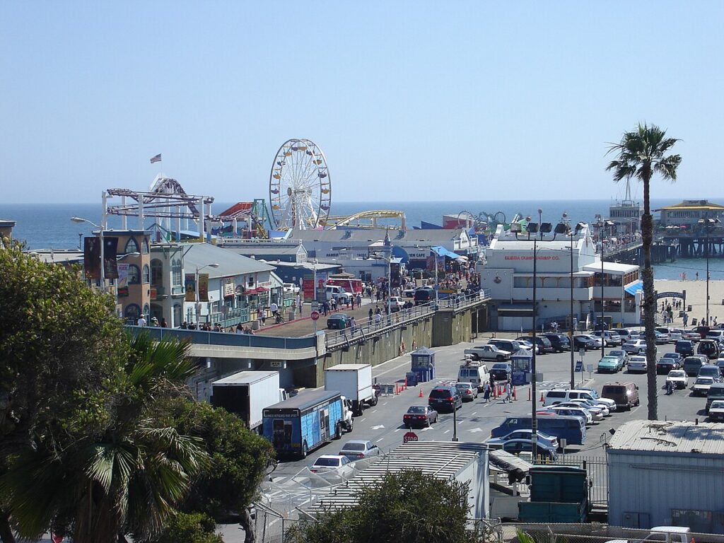 Santa Monica Beach and Pier, near Los Angeles