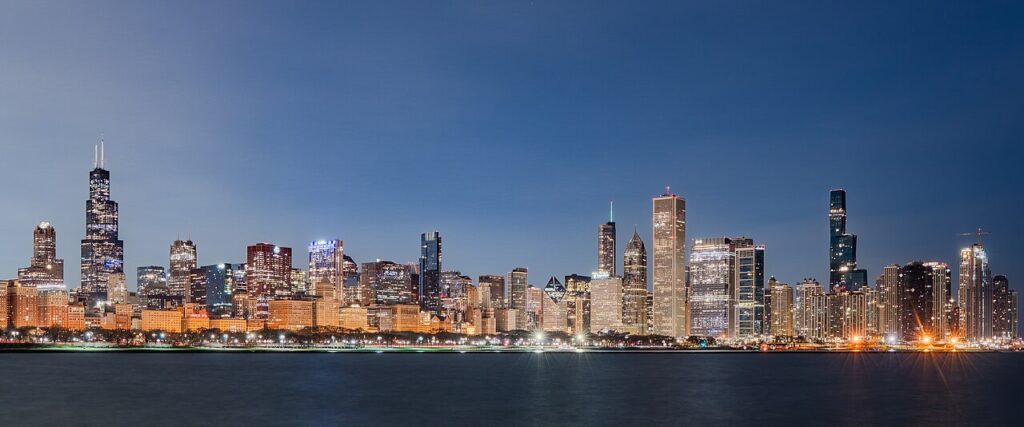 Chicago skyline from Lake Michigan